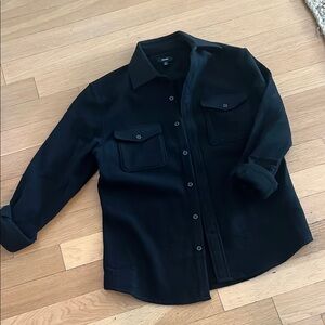 Reiss Black Wool Blend Slim Shirt Jacket